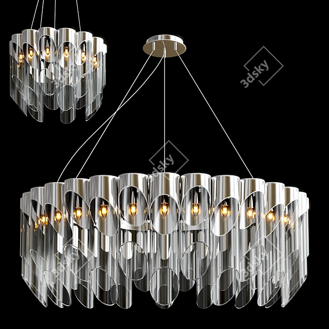 Bamboo Elegance Suspended Lamp 3D model image 2