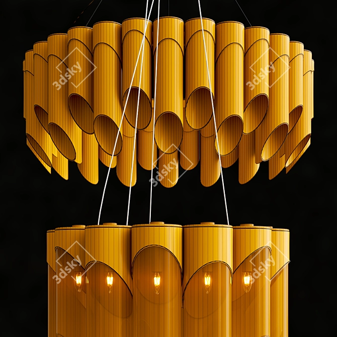 Bamboo Elegance Suspended Lamp 3D model image 4