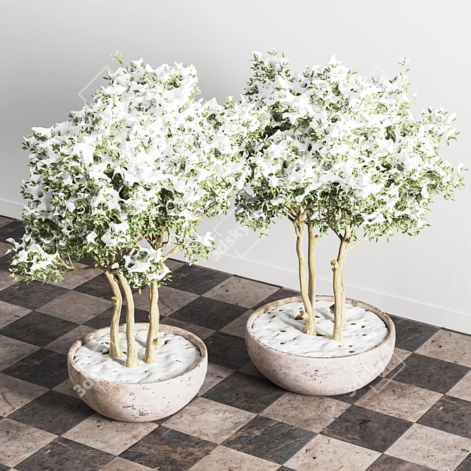 Snowy Outdoor Plant Set 3D model image 2