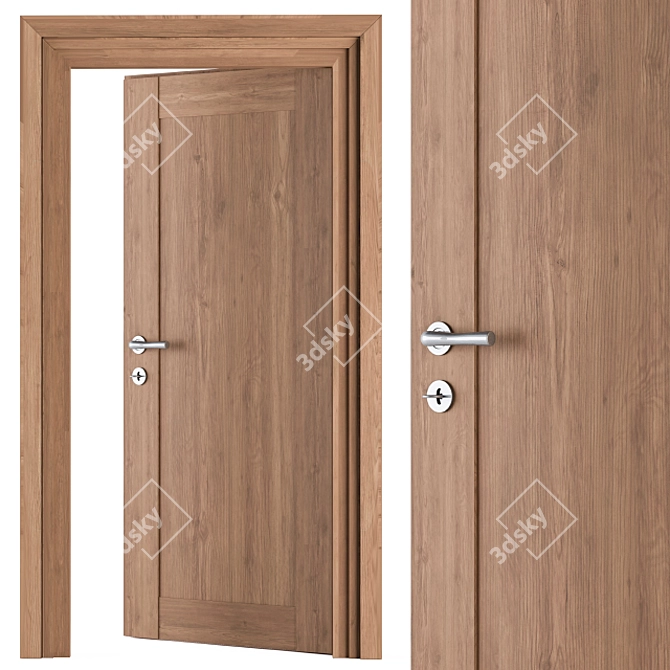 Sleek Wood & Steel Door Set 3D model image 4