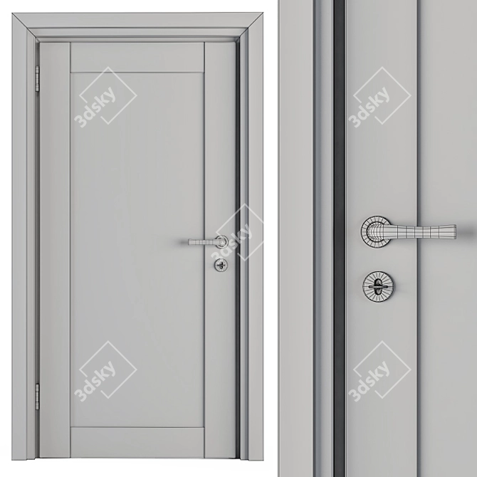 Sleek Wood & Steel Door Set 3D model image 5