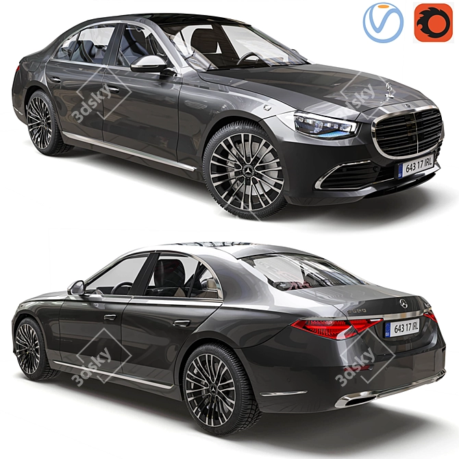 Luxury Safeguard: Mercedes S680 2022 3D model image 1