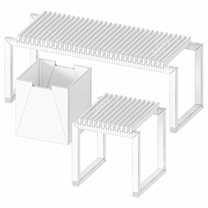 Danish Design Cutter Bench Stool 3D model image 4