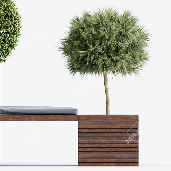 Modern Outdoor Plant Bench 3D model image 3