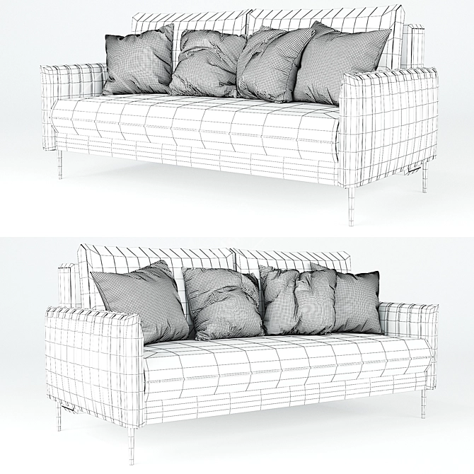 Luxurious Velvet Gray Sofa 3D model image 3