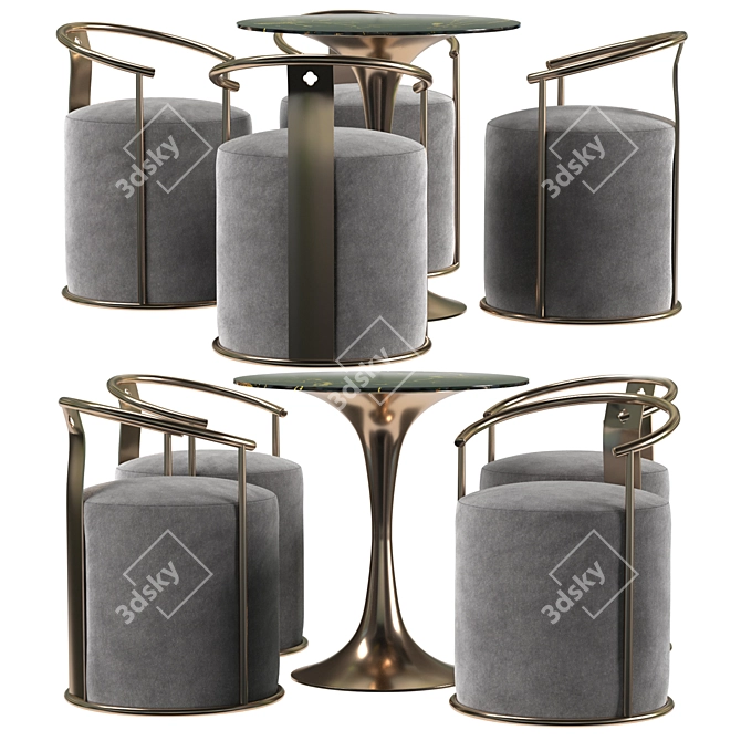 Elegant Gold Velvet Round Accent Chair 3D model image 1