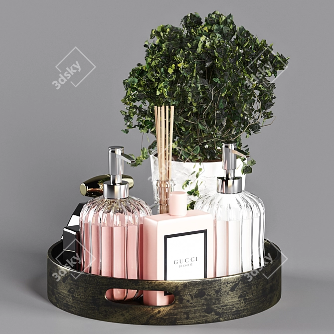 Elegant Bathroom Accessory Set 3D model image 2