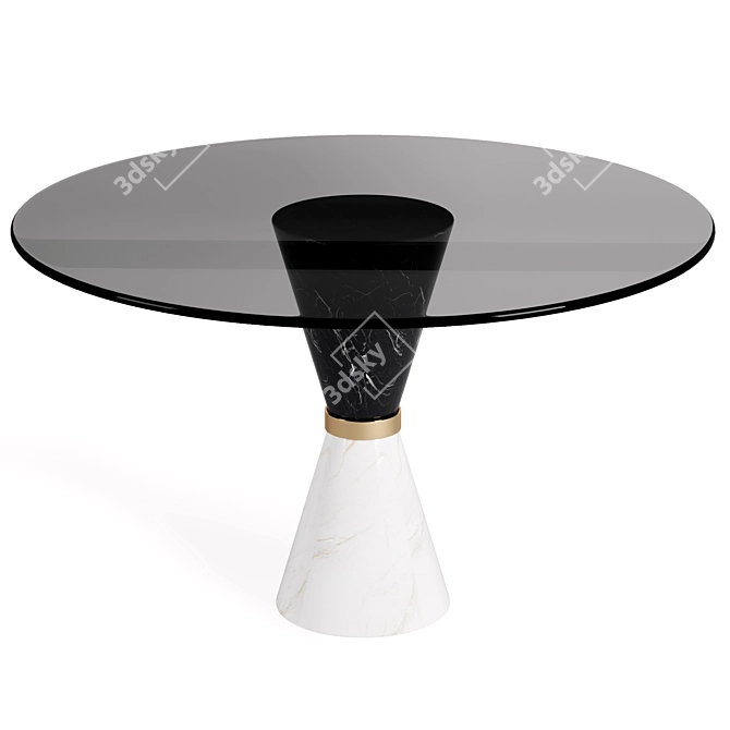 Elegant Vinicius Marble Glass Table 3D model image 1