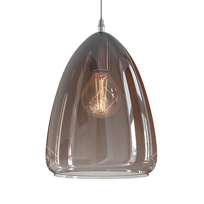 Elegant Smoked Glass Pendant Light 3D model image 1