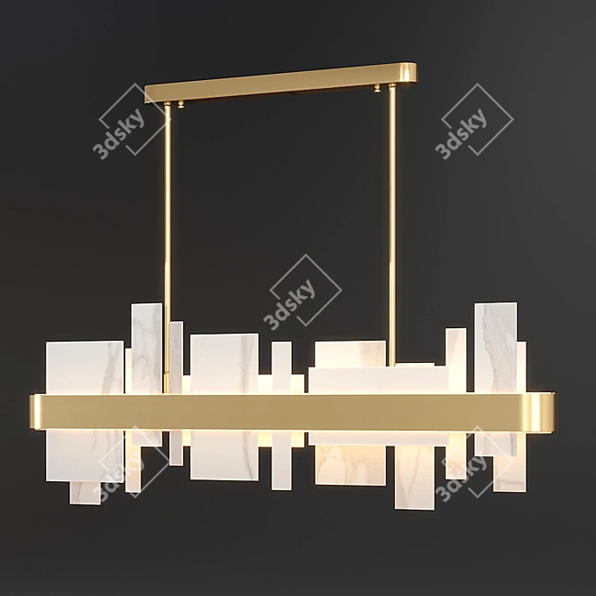 Elegant Amelie Oval Chandelier 3D model image 1