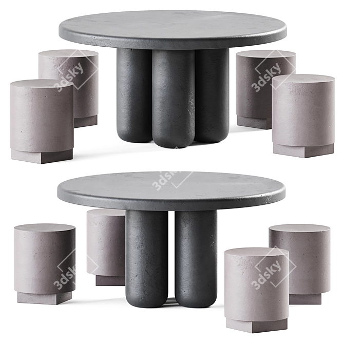 Cimento Round Outdoor Coffee Table 3D model image 1