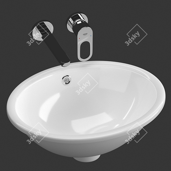 Clever Washbasins Set with Mixers 3D model image 3