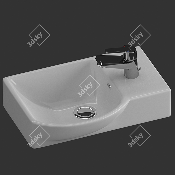 Clever Washbasin Set with 3 Mixers 3D model image 2