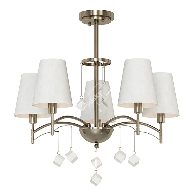 Vintage Brass & White Ceiling Chandelier 3D model image 1