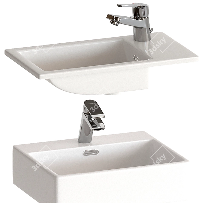 Clever Washbasin Set: 4 Mixers 3D model image 1