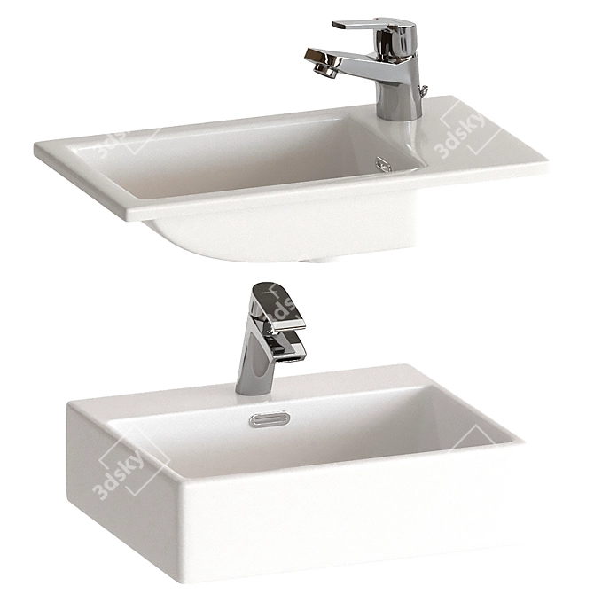 Clever Washbasin Set: 4 Mixers 3D model image 5