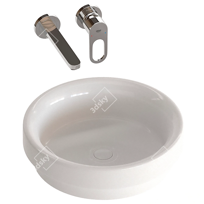 Clever Washbasin Set with Mixer 3D model image 1