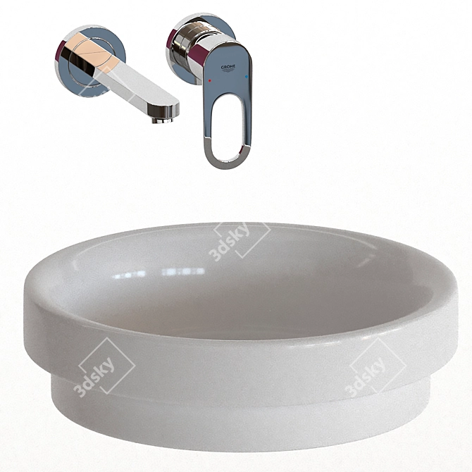 Clever Washbasin Set with Mixer 3D model image 2