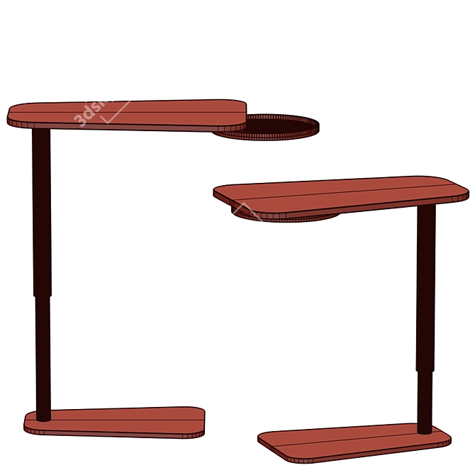 Adjustable Metal Side Table with Tray 3D model image 5