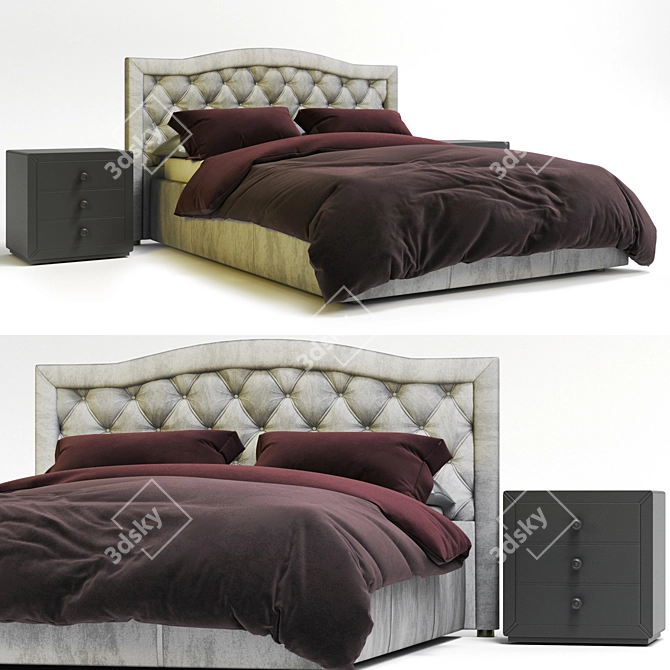 Carolina Bed: Modern Elegance for Restful Nights 3D model image 1