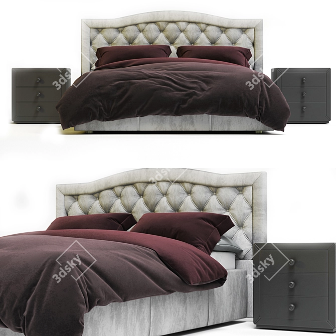 Carolina Bed: Modern Elegance for Restful Nights 3D model image 5