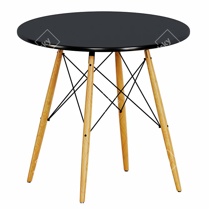 Yves 80 Black Sit and Table 3D model image 1