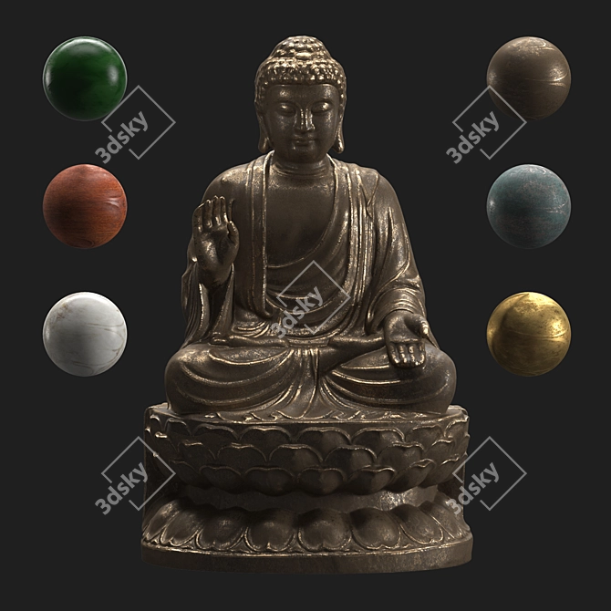 Enlightened Buddha Statue 3D model image 2