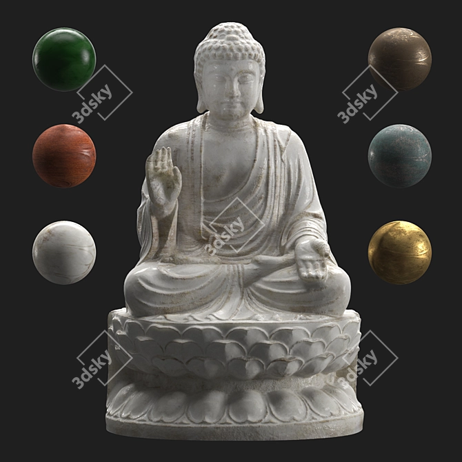 Enlightened Buddha Statue 3D model image 4