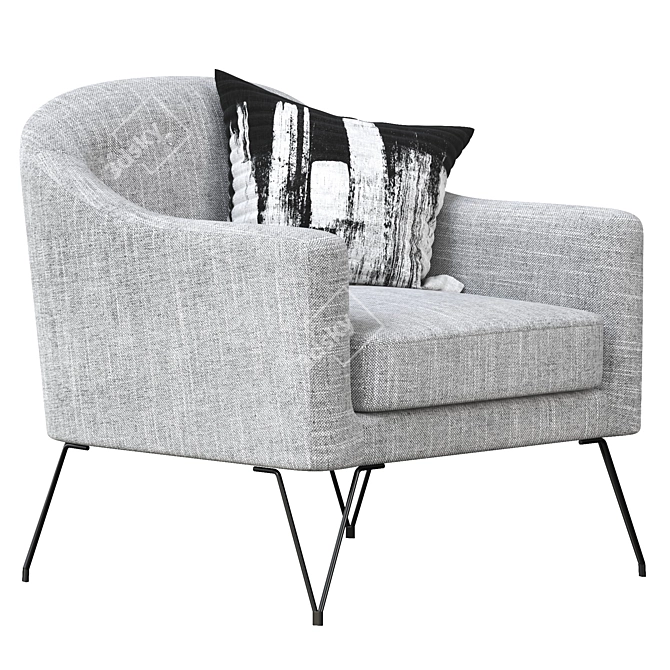 Elegant Space Gray Volda Armchair 3D model image 2