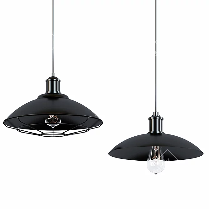 Retro Black Metal Chandelier: Wholesale Industrial Loft Iron Lamp 3D model image 1