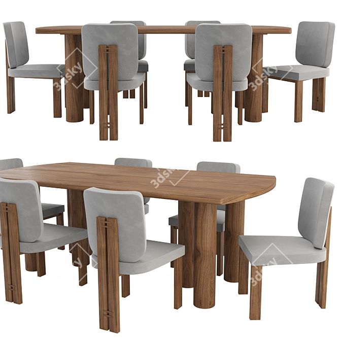 Elegant Throop Table & Chairs 3D model image 1