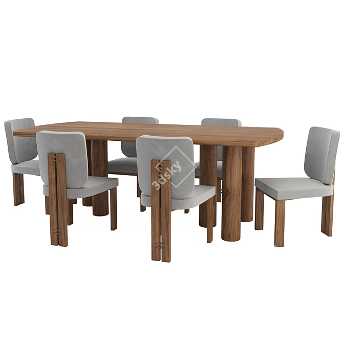 Elegant Throop Table & Chairs 3D model image 2