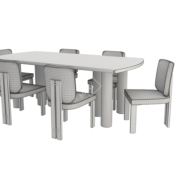 Elegant Throop Table & Chairs 3D model image 3