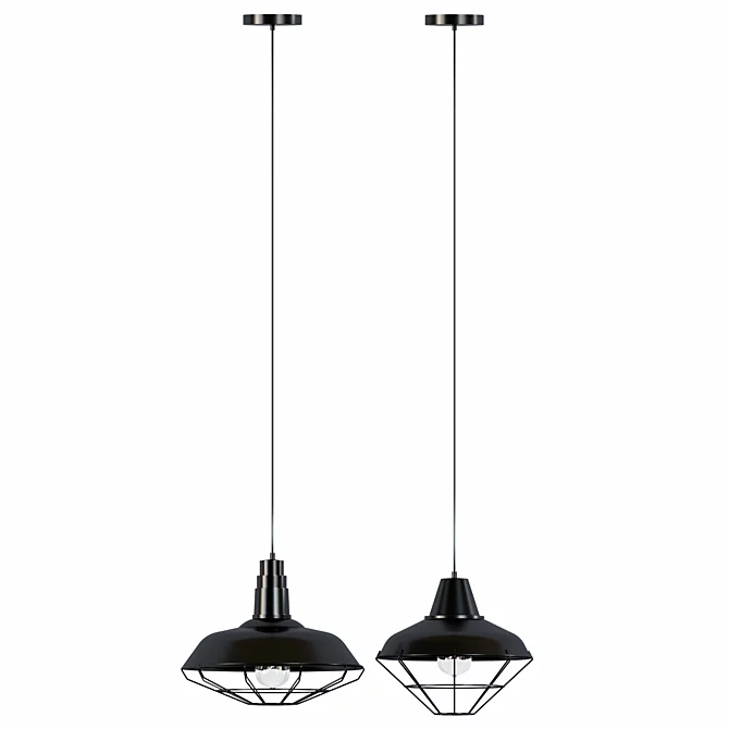 Retro Black Metal Chandelier: Wholesale Industrial Loft Iron Lamp 3D model image 2