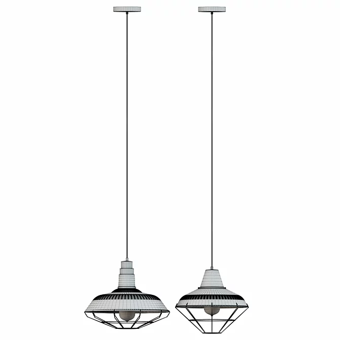 Retro Black Metal Chandelier: Wholesale Industrial Loft Iron Lamp 3D model image 3