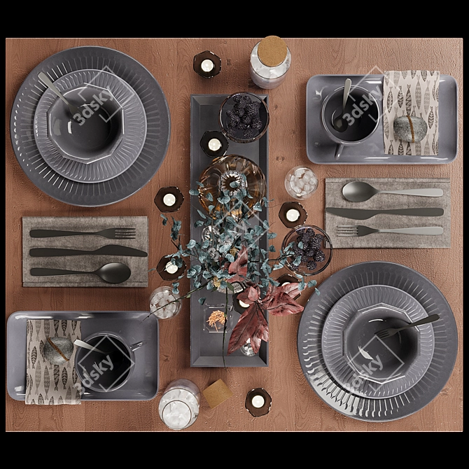 Ikea Tableware Set: Vase, Mug, Carafe, Leaf, Plates 3D model image 3
