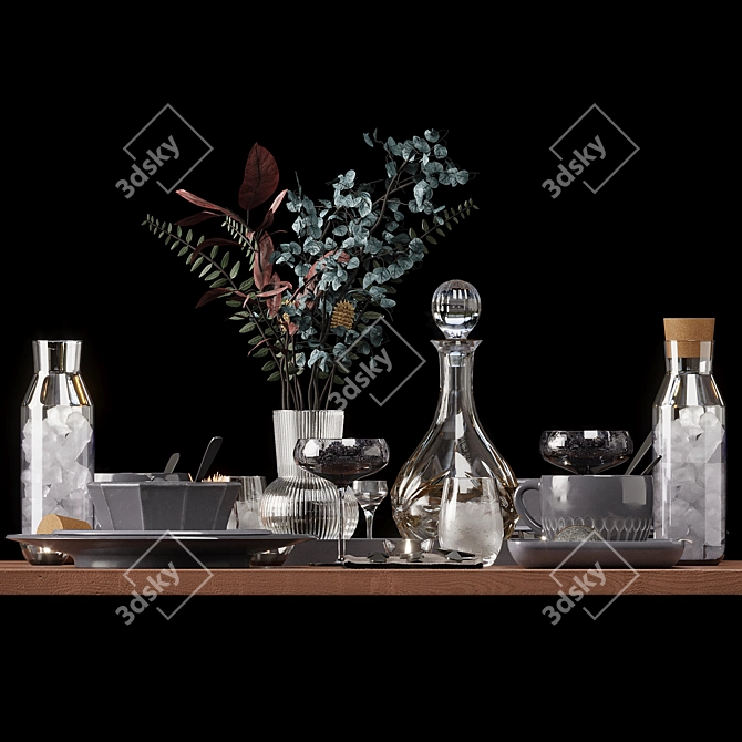Ikea Tableware Set: Vase, Mug, Carafe, Leaf, Plates 3D model image 4