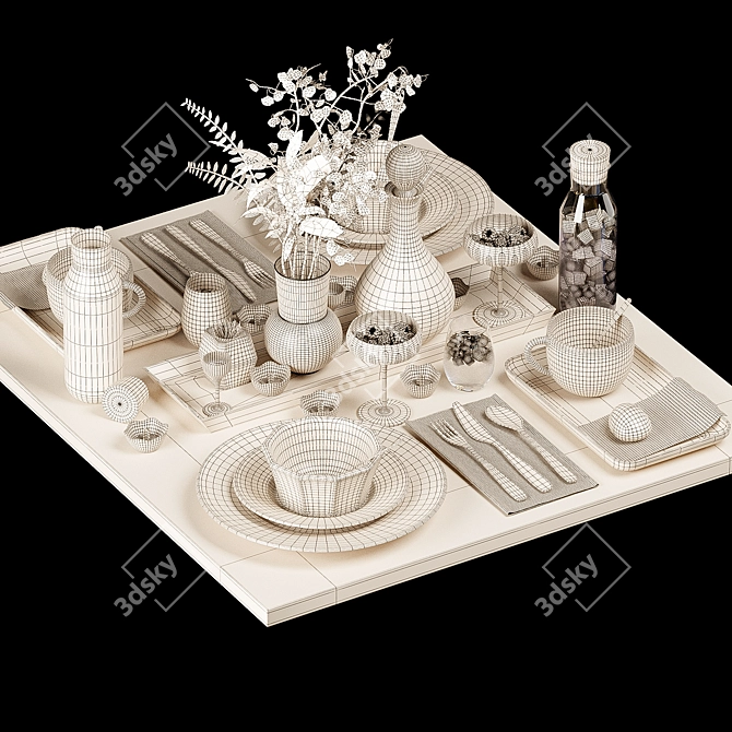 Ikea Tableware Set: Vase, Mug, Carafe, Leaf, Plates 3D model image 5