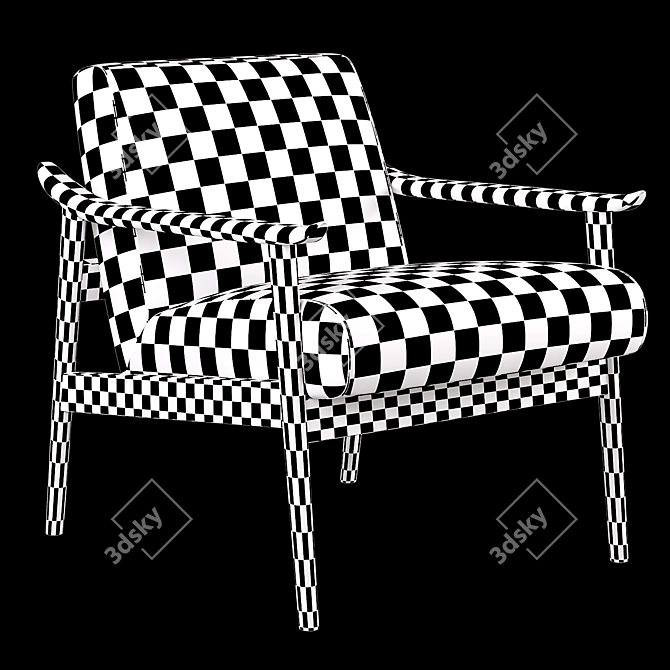 Mid-Century Show Wood Leather Chair 3D model image 4