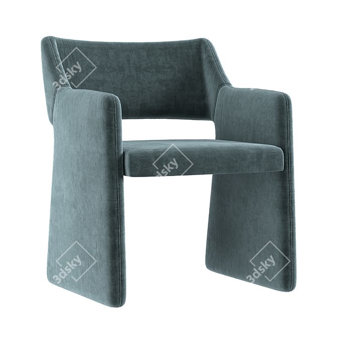 Luxurious Gray Dining Armchair: CB2 Foley Faux Mohair 3D model image 2