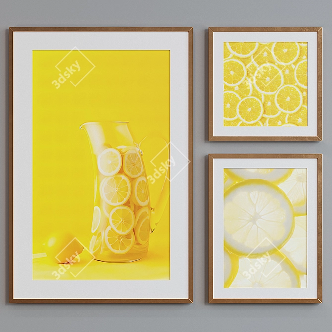 Modern Lemonade Picture Frame Set 3D model image 4