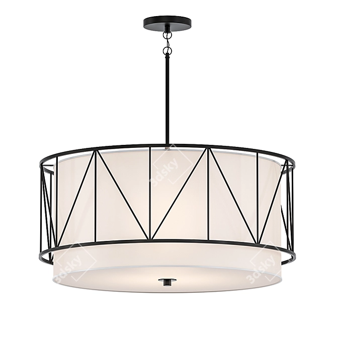 Geometric Black & White Chandelier 3D model image 1