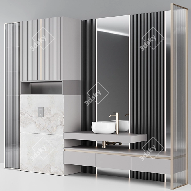 Elegant Bathroom Console Set 3D model image 3