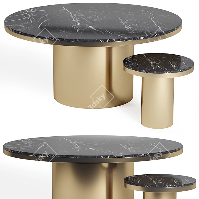 Elegant Marble Round Coffee Table 3D model image 1