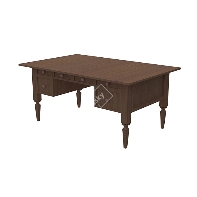 Modern Wood Office Desk 3D model image 1