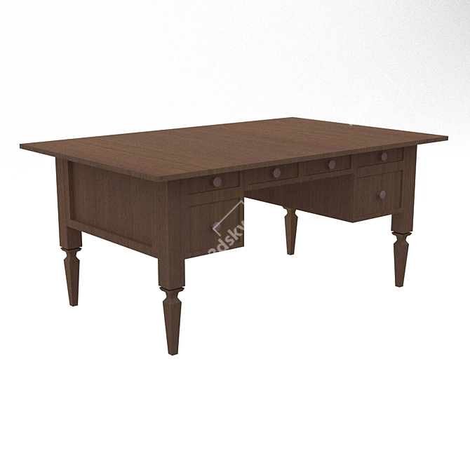 Modern Wood Office Desk 3D model image 2