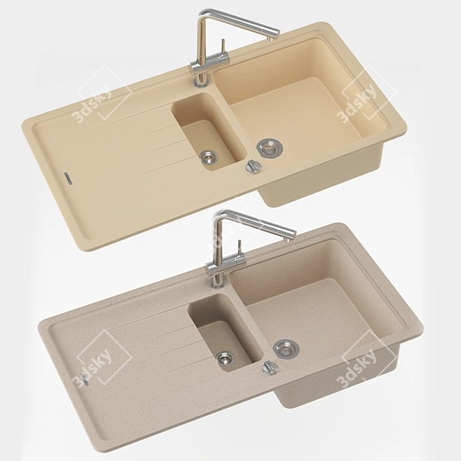 Quartz Composite Sink & L-Shaped Faucet 3D model image 4