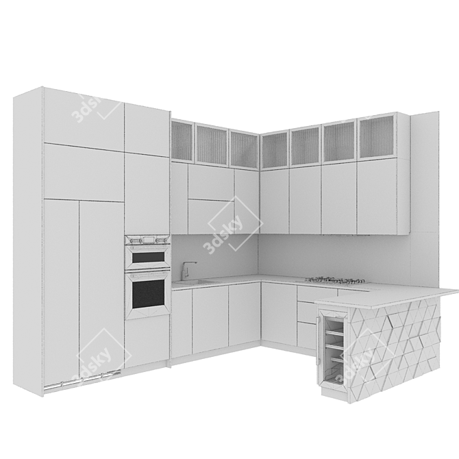 Sleek Italian Kitchen: Modern80 Black 3D model image 7