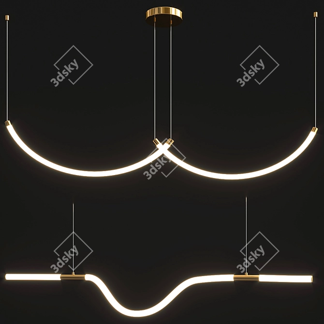 Sleek Zigzag LED Chandelier 3D model image 1