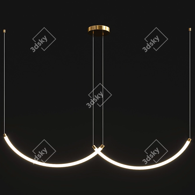 Sleek Zigzag LED Chandelier 3D model image 3